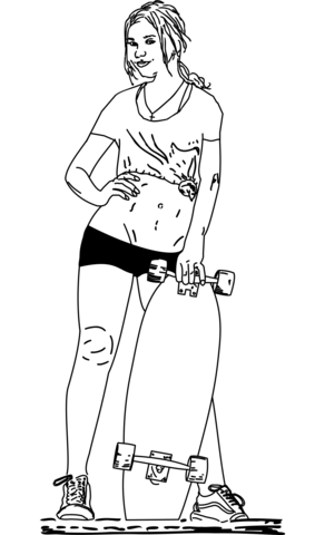 Longboard Lady Fix Remix Coloring Page